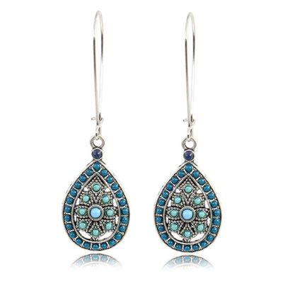 Dames druppel Boho oorbellen zilver turquoise multicolor stenen