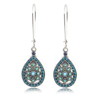 Dames druppel Boho oorbellen zilver turquoise multicolor stenen - thumbnail