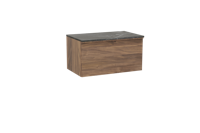Balmani Forma zwevend badmeubel 90 x 55 cm amerikaans notenhout met Stretto enkel wastafelblad in marmer pietra grey, Horizontale symmetrische rechte ribbel - thumbnail