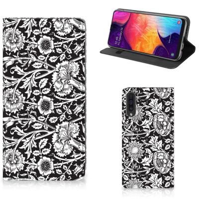 Samsung Galaxy A50 Smart Cover Black Flowers Samsung Galaxy A50 Smart Cover Black Flowers