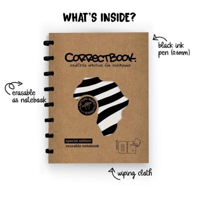 Correctbook Brave Zebra A5 Gelinieerd - Uitwisbaar / Herschrijfbaar Notitieboek