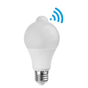 E27 LED lamp - Frosted - 6 Watt - Niet dimbaar - 6500K daglicht wit - 480 Lumen met 25.000 branduren - Incl. Bewegings- en schemersensor
