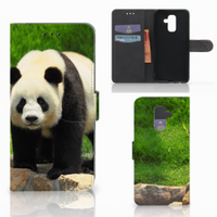 Samsung Galaxy A6 Plus 2018 Telefoonhoesje met Pasjes Panda - thumbnail