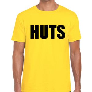 HUTS tekst t-shirt geel heren