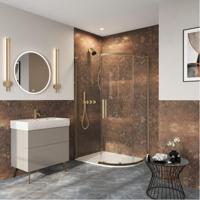 Crosswater Asura Kwartronde Douchedeur - 8mm - 100x80cm - met zijwand - hendel gehamerd - geborsteld messing SW1208435/SW1176450 Crosswater Asura Kwartronde Douchedeur - 8mm - 100x80cm - met zijwand - hendel gehamerd - geborsteld messing SW1208435/SW1176450