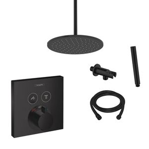 Hansgrohe Shower Select inbouw douchekraan met Saniclear Nero 30cm douchekop en plafondarm regendouche zwart