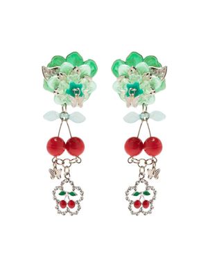 Amir Slama boucles d'oreilles pendantes à motif de cerise - Vert