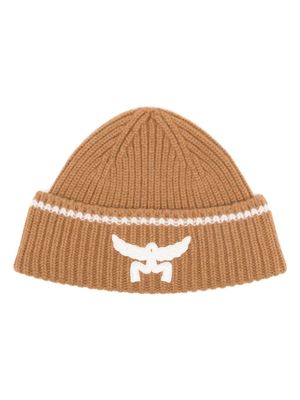 MCM bonnet en laine mélangée à logo appliqué - Marron