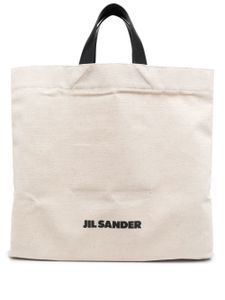 Jil Sander sac cabas en lin à logo imprimé - Tons neutres