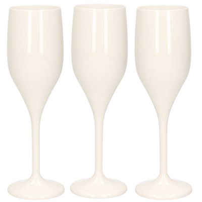 Set van 4x stuks champagne/prosecco flutes glazen wit 150 ml van onbreekbaar kunststof