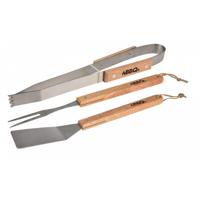 BBQ Collection - barbecue gereedschap set - 3-delig - met houten handvatten - Tang - Vork - Spatel