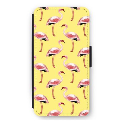 Flamingo's geel: iPhone 11 Flip Hoesje