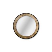 Ronde Spiegel-ø90x5-Zwart/Naturel-Mango Ronde Spiegel-ø90x5-Zwart/Naturel-Mango