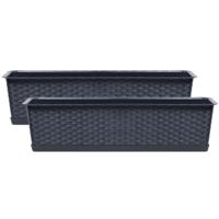 Prosperplast Plantenbak Ratolla - 2x - grijs - 50x17x15 cm - 8L - bloemenbak