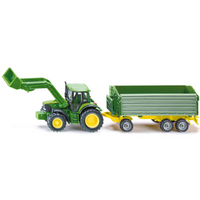 SIKU John Deere met voorlader en aanhanger