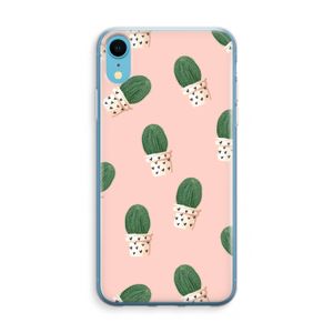 Cactusprint roze: iPhone XR Transparant Hoesje