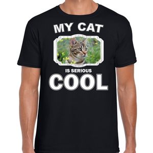 Katten liefhebber shirt Bruine kat my cat is serious cool zwart voor heren 2XL  -