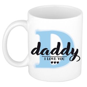 Bellatio Decorations Vaderdag cadeau koffiemok Daddy I Love You - blauw - 300 ml - feest mokken