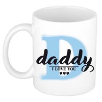 Bellatio Decorations Vaderdag cadeau koffiemok Daddy I Love You - blauw - 300 ml - feest mokken - thumbnail