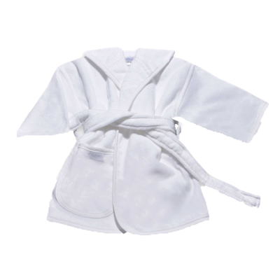Badjas met naam - Wit Velours - 0 - 12 mnd