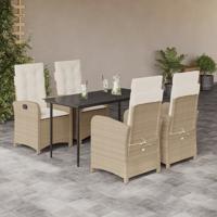 5-delige Tuinset met kussens poly rattan beige