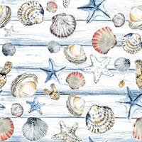 Paperdesign Servetten Schelpen - 20x stuks - 3 laags - 33 x 33 cm - maritiem - seafood