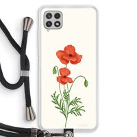 Red poppy: Samsung Galaxy A22 4G Transparant Hoesje met koord