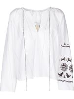 Litkovskaya blouse rayée à broderies - Blanc