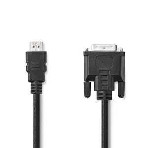 Nedis HDMI Kabel | HDMI Connector | DVI-D 24+1-Pins Male | 1080p | Vernikkeld | 2.00 m | Recht | PVC | Zwart | Label - CCGL34800BK20