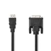 Nedis HDMI Kabel | HDMI Connector | DVI-D 24+1-Pins Male | 1080p | Vernikkeld | 2.00 m | Recht | PVC | Zwart | Label - CCGL34800BK20 - thumbnail
