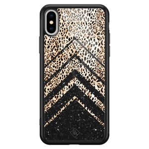 iPhone XS Max glazen hardcase - Chevron luipaard