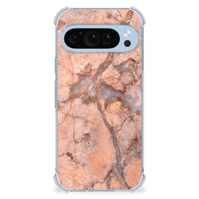 Google Pixel 9 | 9 Pro Anti-Shock Hoesje Marmer Oranje Google Pixel 9 | 9 Pro Anti-Shock Hoesje Marmer Oranje