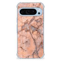 Google Pixel 9 | 9 Pro Anti-Shock Hoesje Marmer Oranje
