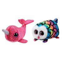 Ty - Knuffel - Teeny Ty's - Hootie Owl & Nelly Narwhal - thumbnail