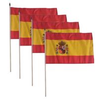 Set van 4x stuks luxe grote zwaaivlaggen Spanje 30 x 45 cm