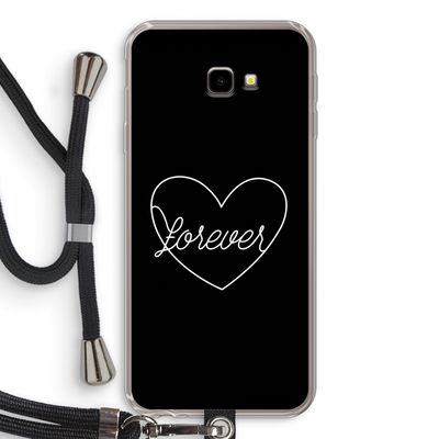 Forever heart black: Samsung Galaxy J4 Plus Transparant Hoesje met koord
