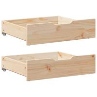 VidaXL Bedlades 2 st met wieltjes 75x55x17 cm massief grenenhout VidaXL Bedlades 2 st met wieltjes 75x55x17 cm massief grenenhout