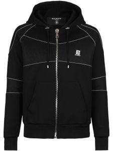 Balmain hoodie en néoprène à fermeture zippée - Noir