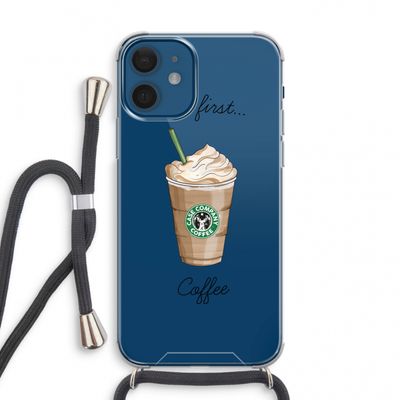 But first coffee: iPhone 12 mini Transparant Hoesje met koord