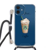 But first coffee: iPhone 12 mini Transparant Hoesje met koord