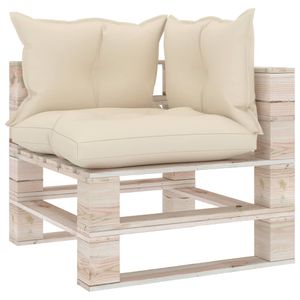 VidaXL Palletkussens 3 st stof crèmekleurig