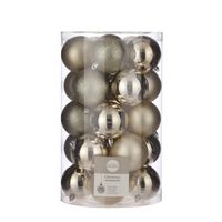 50x Kunststof kerstballen licht champagne 8 cm - Kerstbal