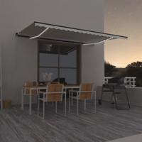 Luifel handmatig uittrekbaar met LED 500x350 cm crèmekleurig