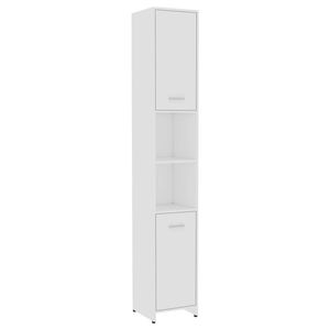 The Living Store Badkaast - Wit - Spaanplaat - 30x30x183.5 cm - 6 vakken - 2 deuren