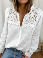 Cotton Stand Collar Boho Buttoned Blouse - thumbnail