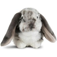 Pluche grijs/wit hangoor konijn knuffel 30 cm speelgoed - thumbnail