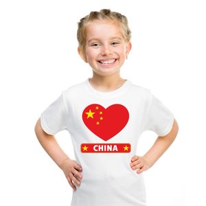 China hart vlag t-shirt wit jongens en meisjes