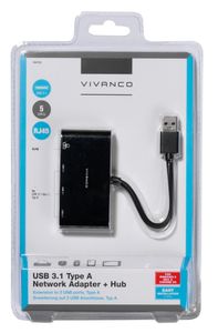 Vivanco USB 3.2 Gen 1 (USB 3.0) Adapter [4x RJ45-bus, USB 3.2 Gen 1 bus A (USB 3.0) - 1x USB 3.2 Gen 2 stekker A​ (USB 3.1)] 39638