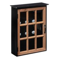 Atmosphera Sleutelkastje Classic Cabinet - mdf/glas - zwart/bruin - 30 x 40 cm - Voor 9 sleutels   -