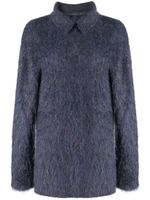 Yohji Yamamoto pull en mohair à col roulé - Bleu